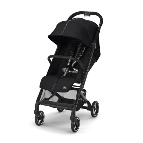 CYBEX Gold Cochecito Beezy con sistema de arnés de Una Sola Tira, Desde el momento del nacimiento hasta aproximadamente los 4 años (máximo 22 kg), Pequeño y cómodo, en color Moon Black (Negro).