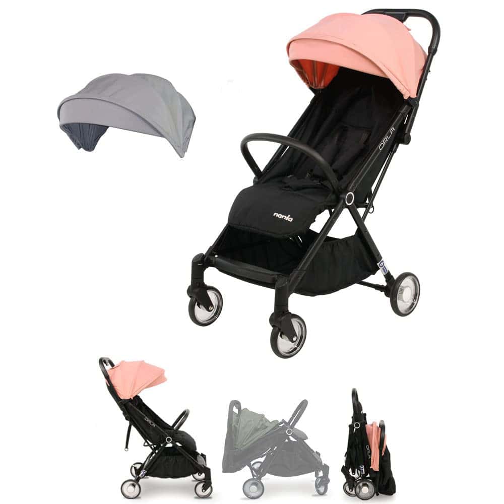 Nania - Sillas de paseo compacto Orla con plegado automático, hasta 15 kg (gris + rosa)