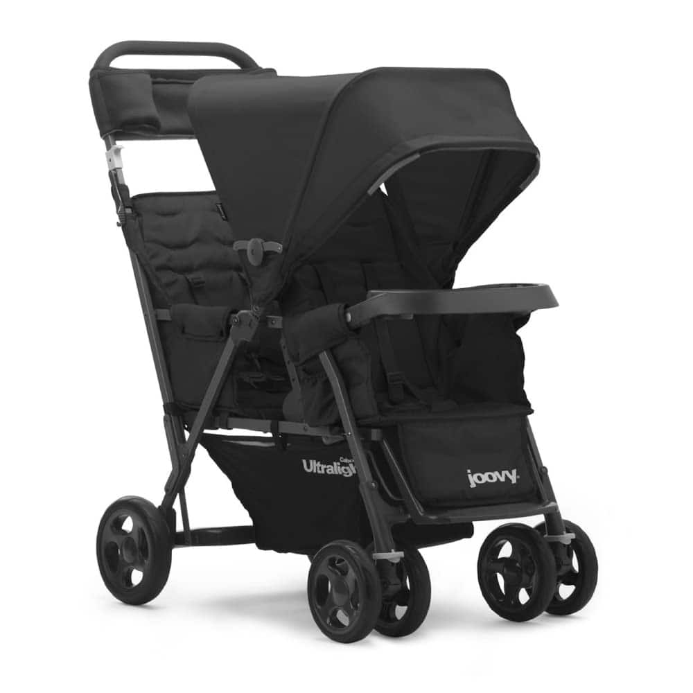 Joovy Caboose Too - Silla de paseo de grafito ultraligero, soporte en tándem, cochecito doble, color negro