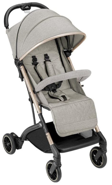 Silla de paseo Compass 2.0 ultraligera y ultracompacta de CAM Il Mondo del Bambino, ideal para niños de 0 a 4 años. Puede transportarse cerrada como un trolley. Disponible en el color MEZCLA GRIS PARDO.