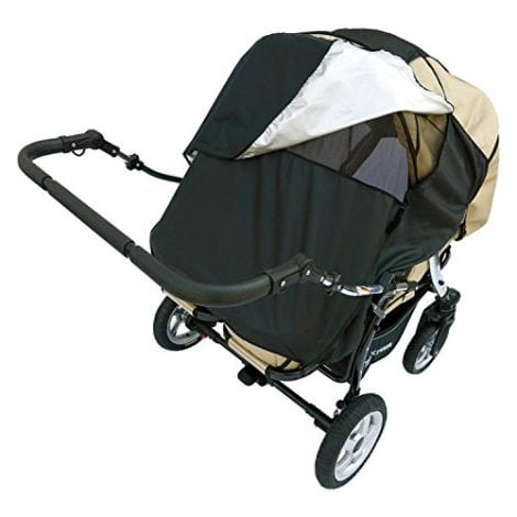 Sunnybaby 11244 Hannah Duo – Black double stroller canopy with front and side windows.