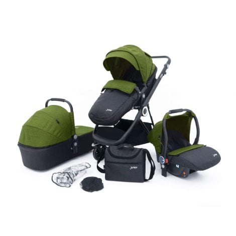 Petex 4028985748539 Multi-Traveller – Coche de bebe convertible, kit completo de 10 piezas con 3 accesorios adicionales y extenso equipamiento, de color verde, pesa 18,8 kg.