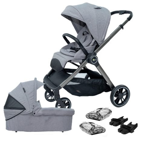 Olmitos  Conjunto de cochecito para bebé con capazo y silla de paseo Birdye by NIU  Carrito con silla y capazo con cubierta para la lluvia Fabricado en aluminio – Ligero, compacto y confortable Gris Claro.