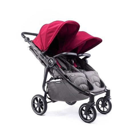 Carrito gemelar Baby Monsters + Capotas Easy Twin 4 (Color Burdeos) – Silla de paseo gemelar ultraligera y fácil de plegar.