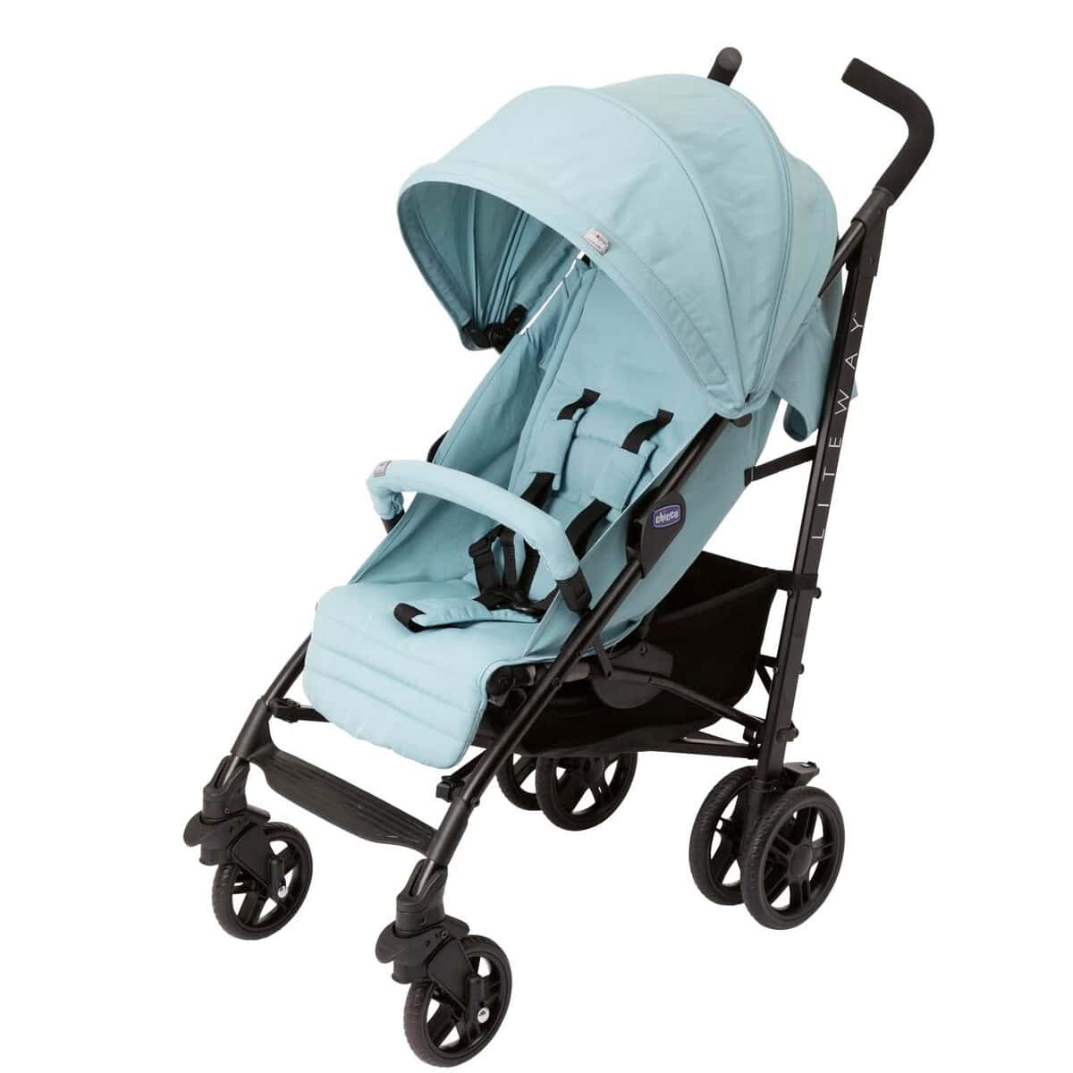 Chicco Silla de Paseo Liteway 4, Chasis de Aluminio Ligero, De 0 a 22Kg, Límite de Peso 25Kg, Manillas Acolchadas, Respaldo en 4 Posiciones, Reposapiernas, Capota XL Ajustable, Azul (Hydra)