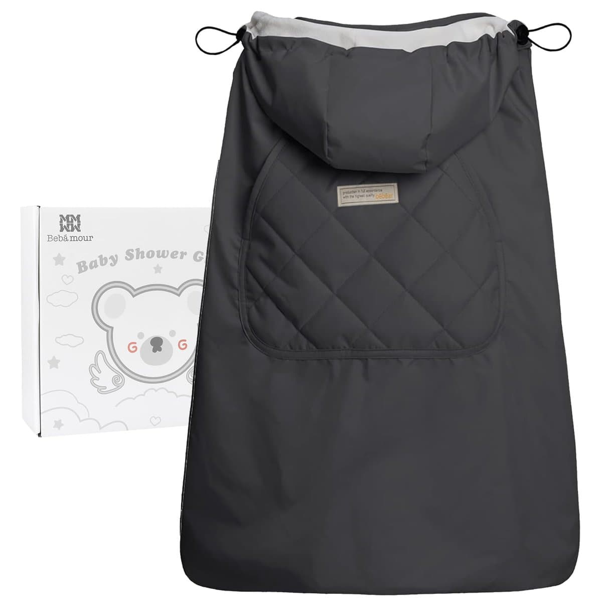 Bebear Funda de Invierno para Mochila Porta Bebé Cálida Sudadera Universal con Capucha Funda para Mochila Porta Bebé para Todas las Estaciones(Dark Grey) 01 Dark Grey