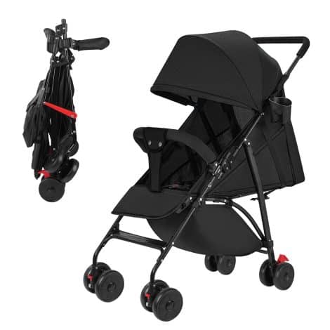 Nombre del producto: Cochecito de bebé – Silla de paseo ligera desde el momento del nacimiento hasta los 25kg – Ultraligero, portátil, plegable, con posición reclinable y tumbada – Equipado con ruedas antivibratorias.