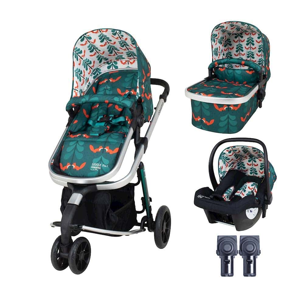 COSATTO Carrito Bebé 3 en 1 Giggle - Carro Bebé Nacimiento hasta 18kg. Cochecito Bebé con Capazo, Silla de Paseo y Silla Coche iSize 0+. Coche Bebé Ligero Fácil de Plegar con Protector Lluvia Fox Friends