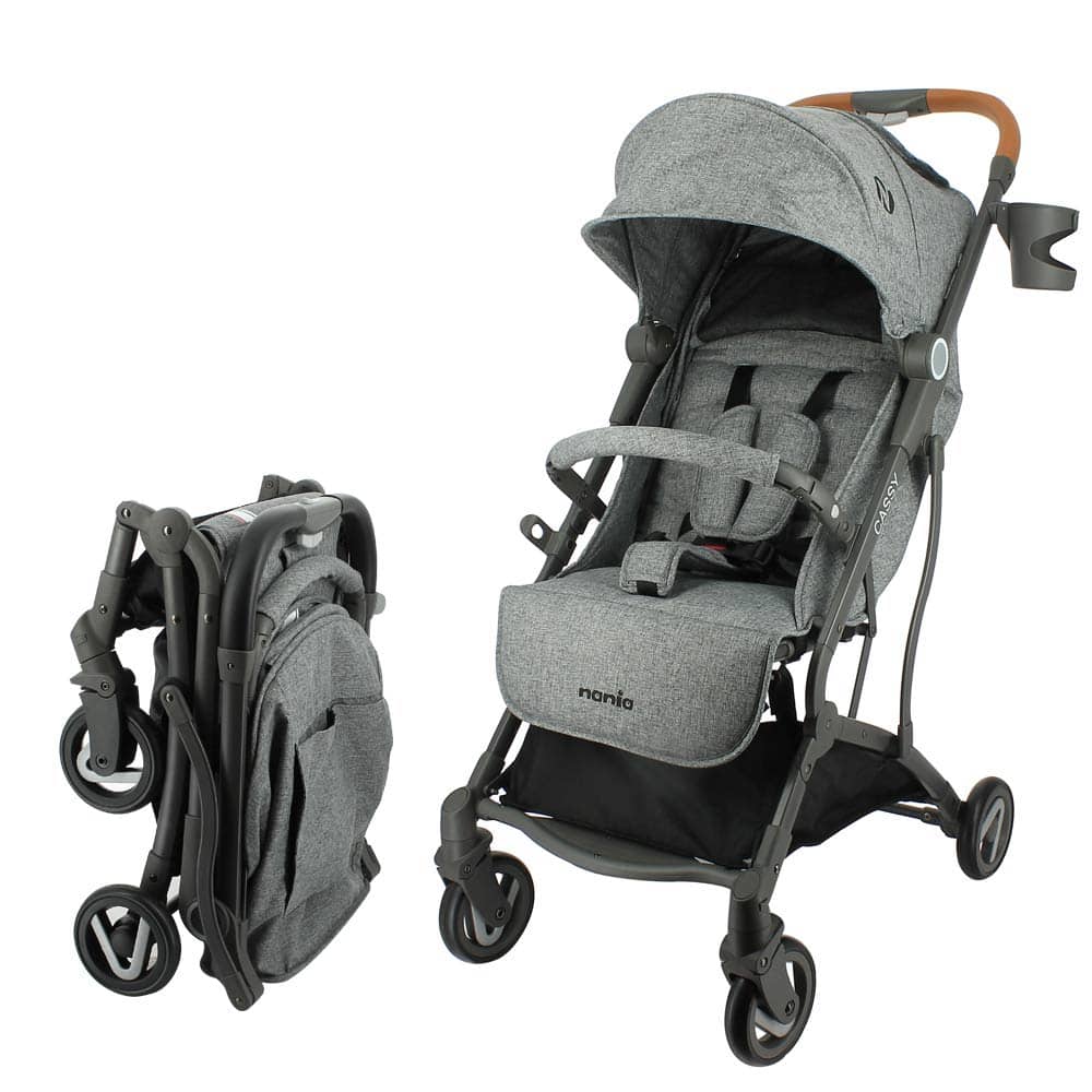 Silla de paseo compacto CASSY 6-48 meses, ligero y manejable - se pliega con una sola mano - Bolsa de transporte y portavasos incluidos - Nania(gris)