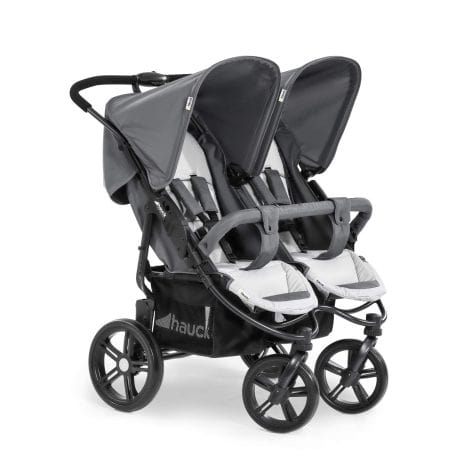 Carro Gemelar hauck Roadster Duo SLX, Silla de Paseo para Gemelos, Carrito Bebé Gemelar, Soporta hasta 30 kg, Ajustable en Posiciones, Plegable Ultracompacto, Amplia Cesta de Almacenamiento, Color Gris Gris/Plata.