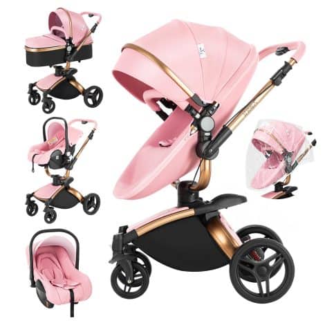 Sistema de Viaje 3 en 1 Mágico ZC, Cochecito de Paisaje Alto con Capazo, Silla de Paseo y Reclinable, de Color Rosa (906 Pink) para Recién Nacidos.