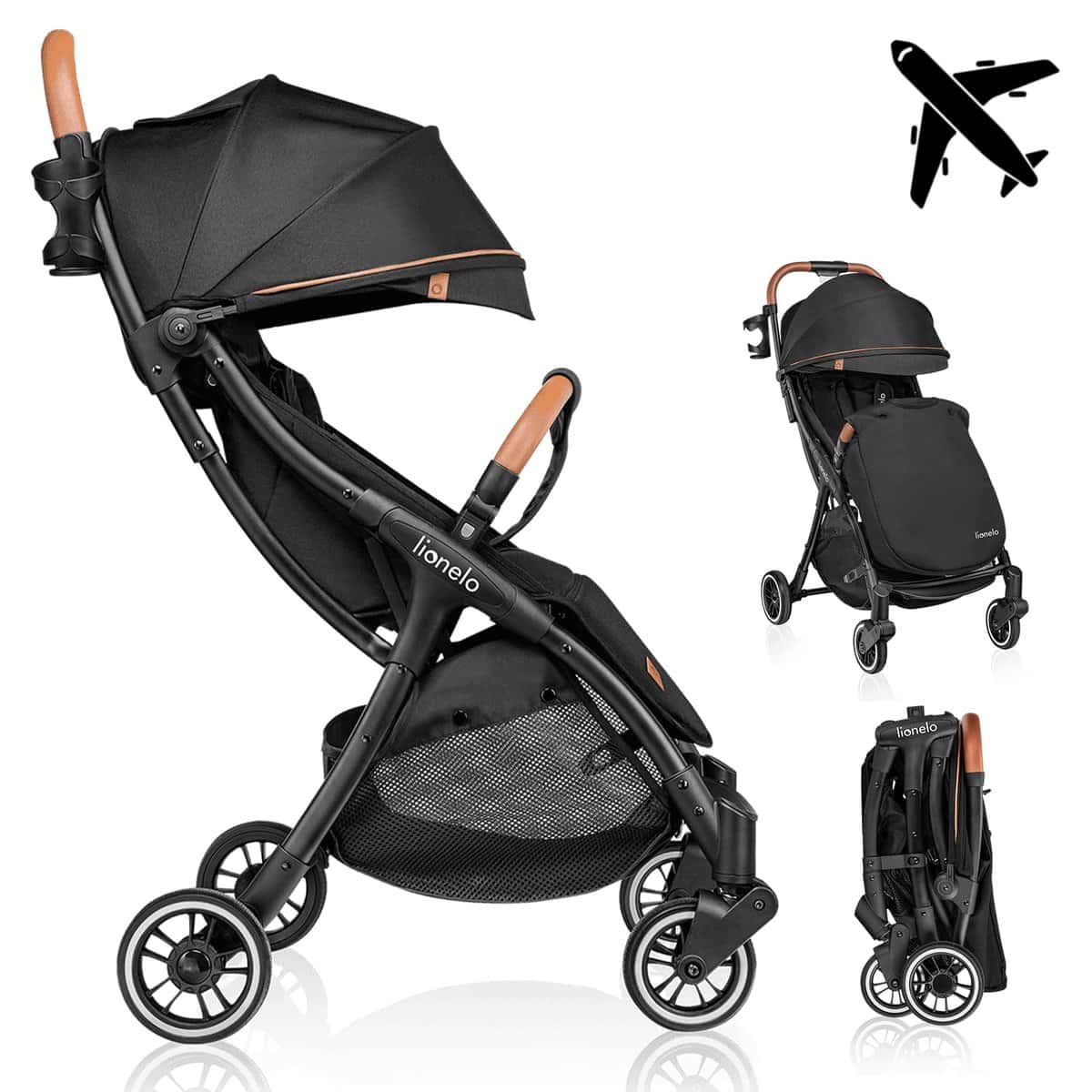 Lionelo Julie One Carrito 51 x 75 x 103 cm Para menores hasta 22kg 0-48M Regulación del respaldo Plegado sencillo Ruedas resistentes con amortizadores Cesta para compras Negro Negro 1 Unidad (Paquete de 1)