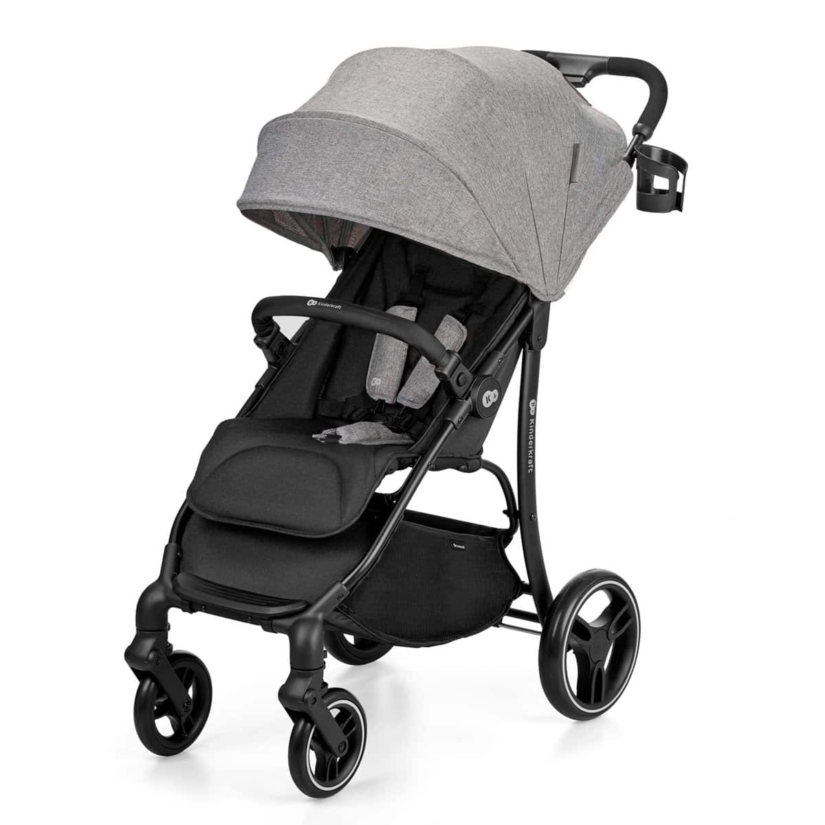 kk Kinderkraft TRIG2 Silla de Paseo, Carro bebé, Carrito bebé, Posición reclinada, Fácil de Plegar, Plegado con una sola mano, Ligero, Práctico portavasos, 24 kg, Gris