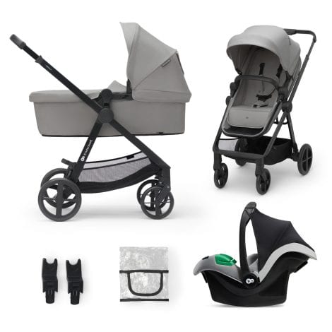 Kinderkraft NUEVO Carrito 3 en 1, Para niños, Sistema de viaje, Carrito Para Bebés, Silla De Paseo, Silla Ligera, Carro Bebé, Cochecito 3 Piezas, Plegable, desde el nacimiento hasta 22 kg, Gris Grey.