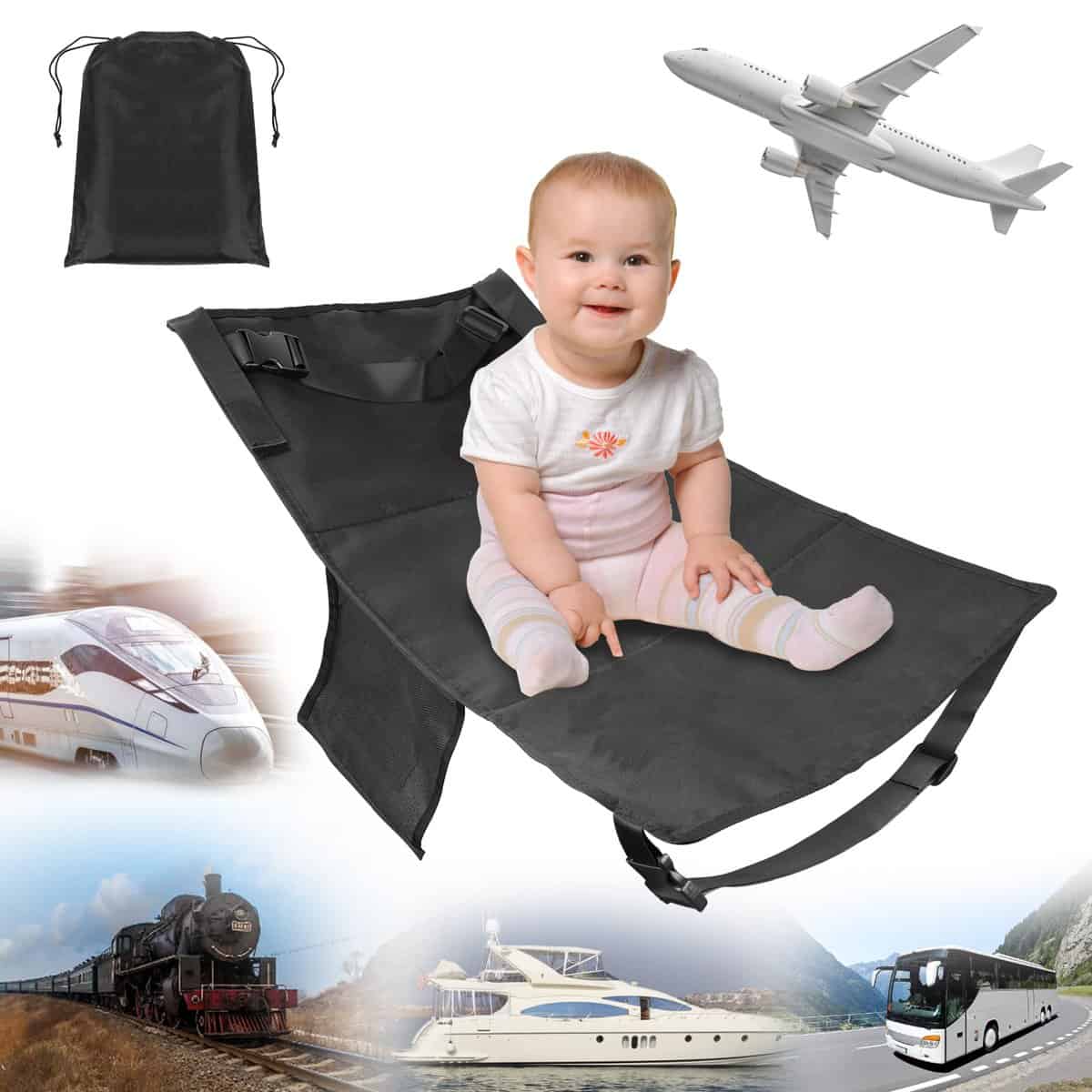 Reposapiés de avión para avión niños portátil extensión de Asiento de avión para niños pequeños extensión de Asiento de avión niños pequeños Cama de Viaje Accesorios de Viaje para Vuelo Viajes