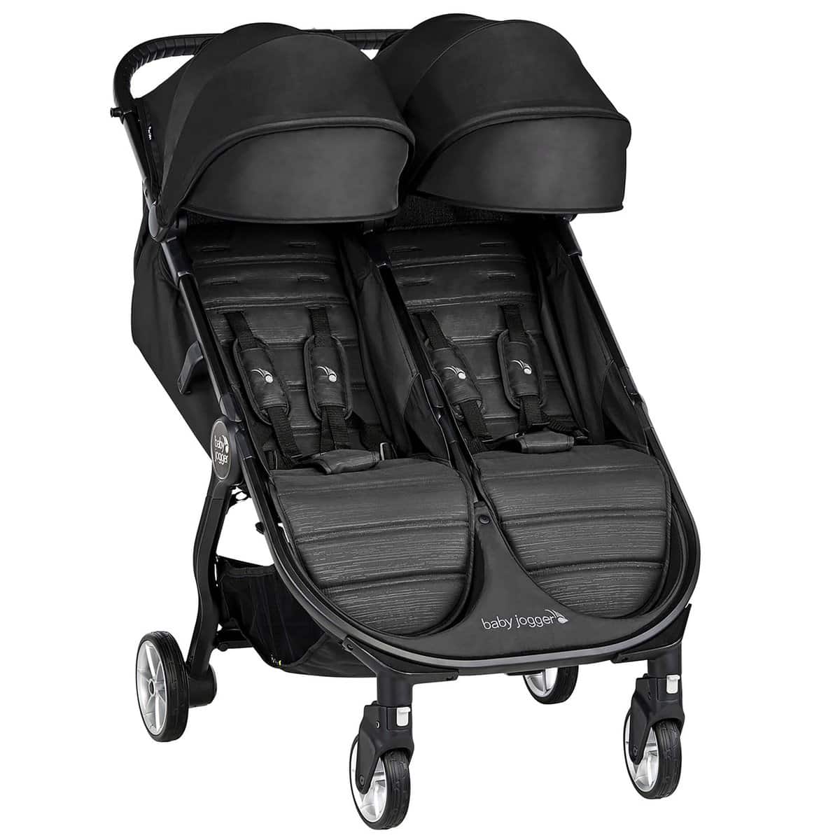 Baby Jogger City Tour2 Double, Cochecito Gemelar Ultracompacto, Negro (Pitch Black)