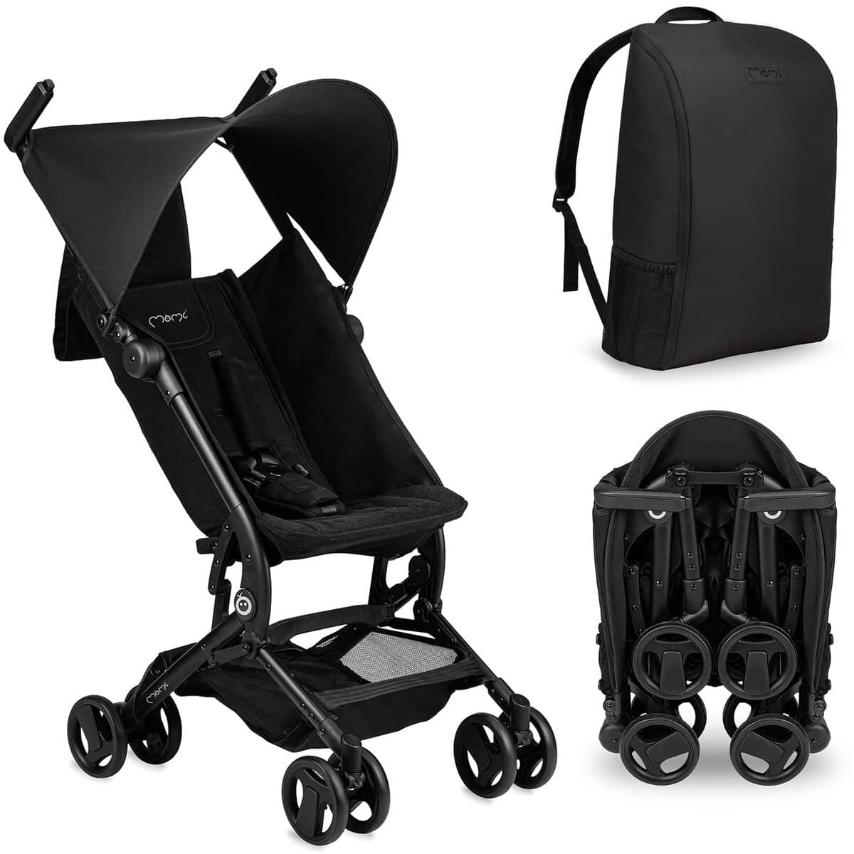 Silla de paseo MoMi GRACE para niños a partir de 6 meses (hasta 15 kg), con mochila para llevarla plegada, silla de paseo plegable con arnés de 5 puntos, cesta de la compra,