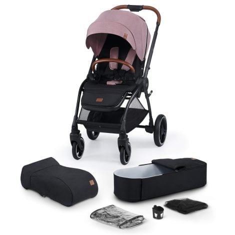 Cochecito de Bebé Kinderkraft 2 en 1 EVOLUTION COOCON, Carrito de Paseo con Capazo, Resistente al Agua con protección UPF50+, color Rosa.