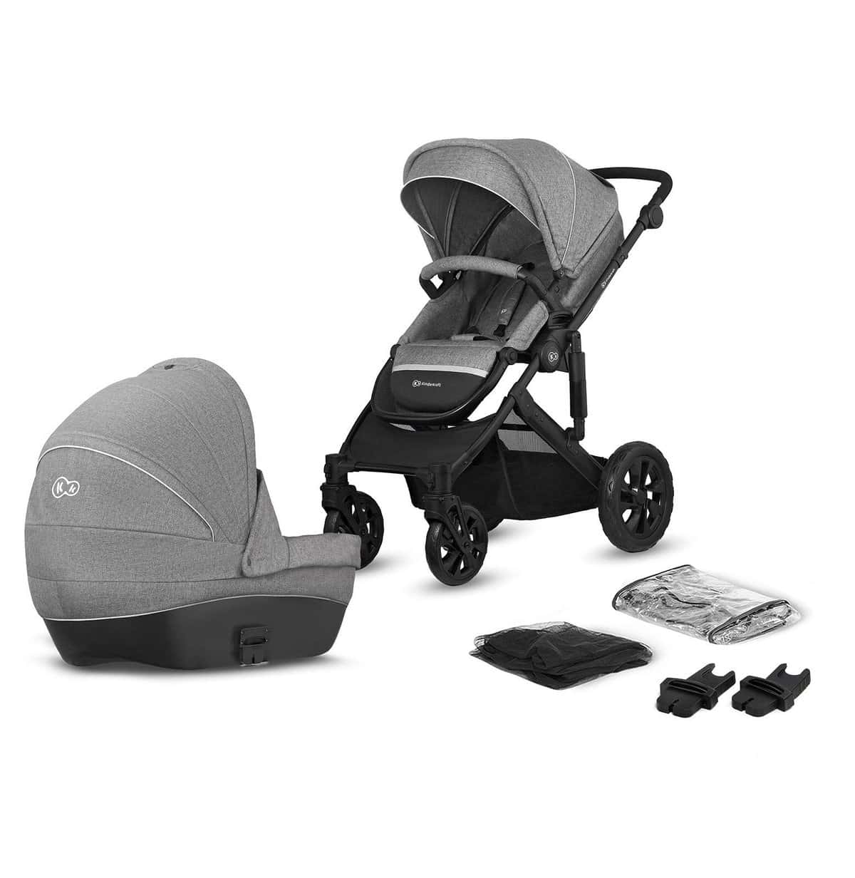 Kinderkraft Carrito Bebé 2 Piezas PRIME LITE, Silla de Paseo, Capazo, Gris