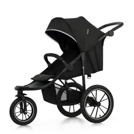 Kinderkraft HELSI, Coche de Carreras, Cochecito de Paseo, Para Niños, Carrito Deportivo, 3 llantas, Desde el Nacimiento hasta 22 Kg, Llantas Inflables, Todo Terreno, Gran Cesta, Negro Negro.