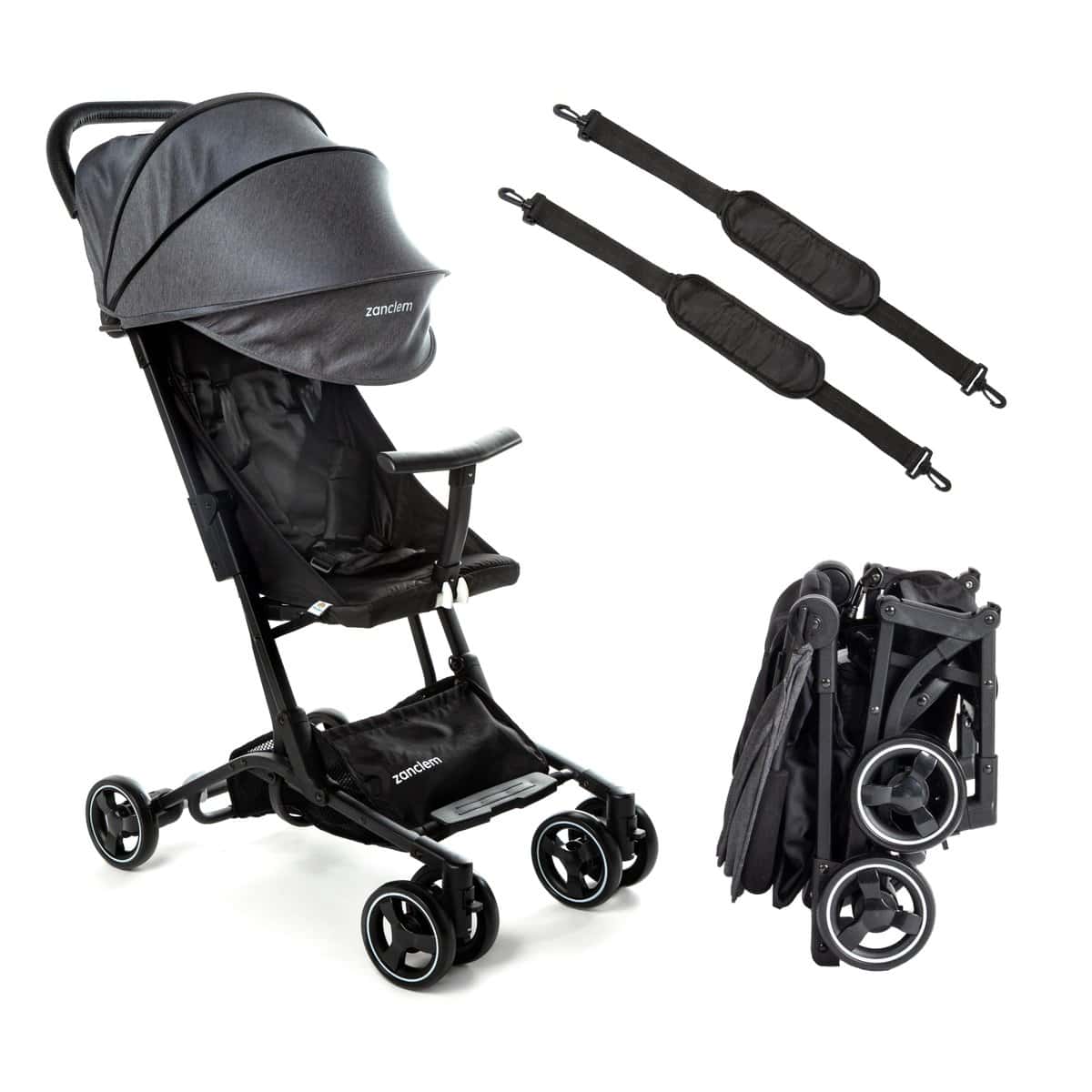 ZANCLEM Silla Paseo Bebe Ligera hasta 25 kg Reclinable Súper Equipado, Carrito bebe Plegable Compacto y Ligero, Cinturón de 5 Puntos y Freno de Pedal, Silla Paseo de Avion (DELUXE GREY) gris Deluxe