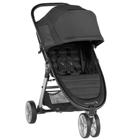 Silla de paseo City Mini® 2 de 3 ruedas Jet de Baby Jogger, apta desde que nace hasta que pesa 22kg. En color negro.