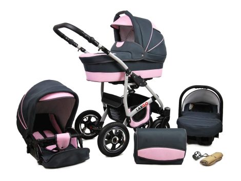 Cochecito convertible 3 en 1 y 2 en 1 con sistema Isofix, silla de paseo New L-GO 2 de SaintBaby en color rosa claro, incluye silla de coche.