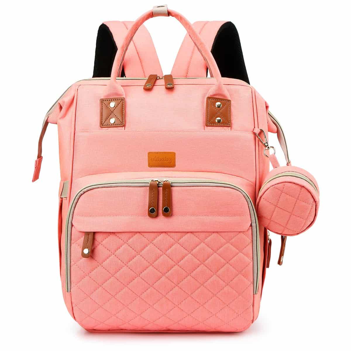 Edibaby, Mochila Carro Bebe, Cambiador Pañales Bebes, Mochilas Pañaleras, Bolsa Pañales Maternidad para Mama, Portatil con Ganchos para Carro M Coral