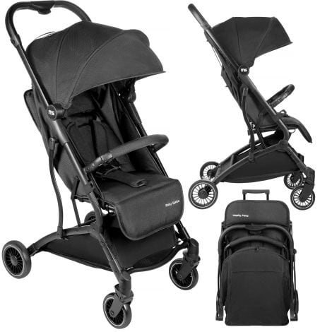 Moby-System Coche plegable hasta 15 kg, para bebés de 6 a 36 meses, carrito de viaje, amplio compartimento para compras, incluye bolsa y protector de lluvia, negro.